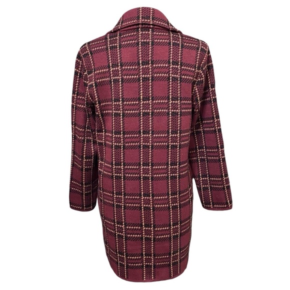 Anne Klein Chianti Plaid Retro Long Open Cardigan Sweater Size Small - Picture 4 of 8